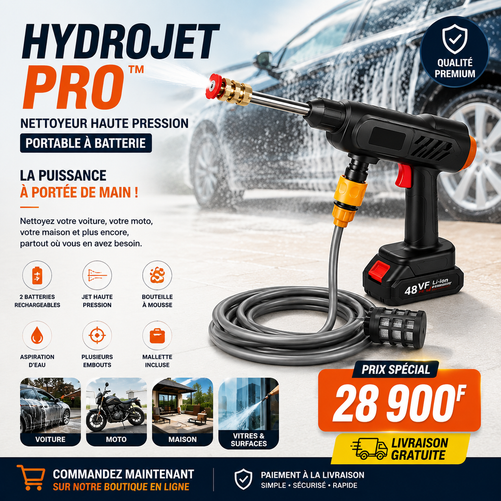 HydroJet Pro™ — Nettoyeur Haute Pression Portable à Batterie