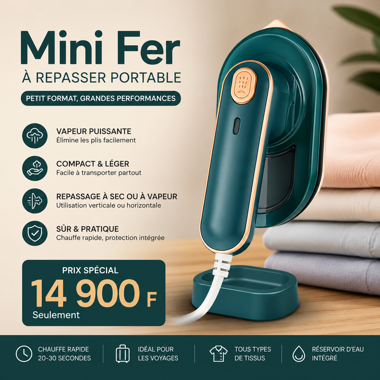 Mini Fer à Repasser Portable