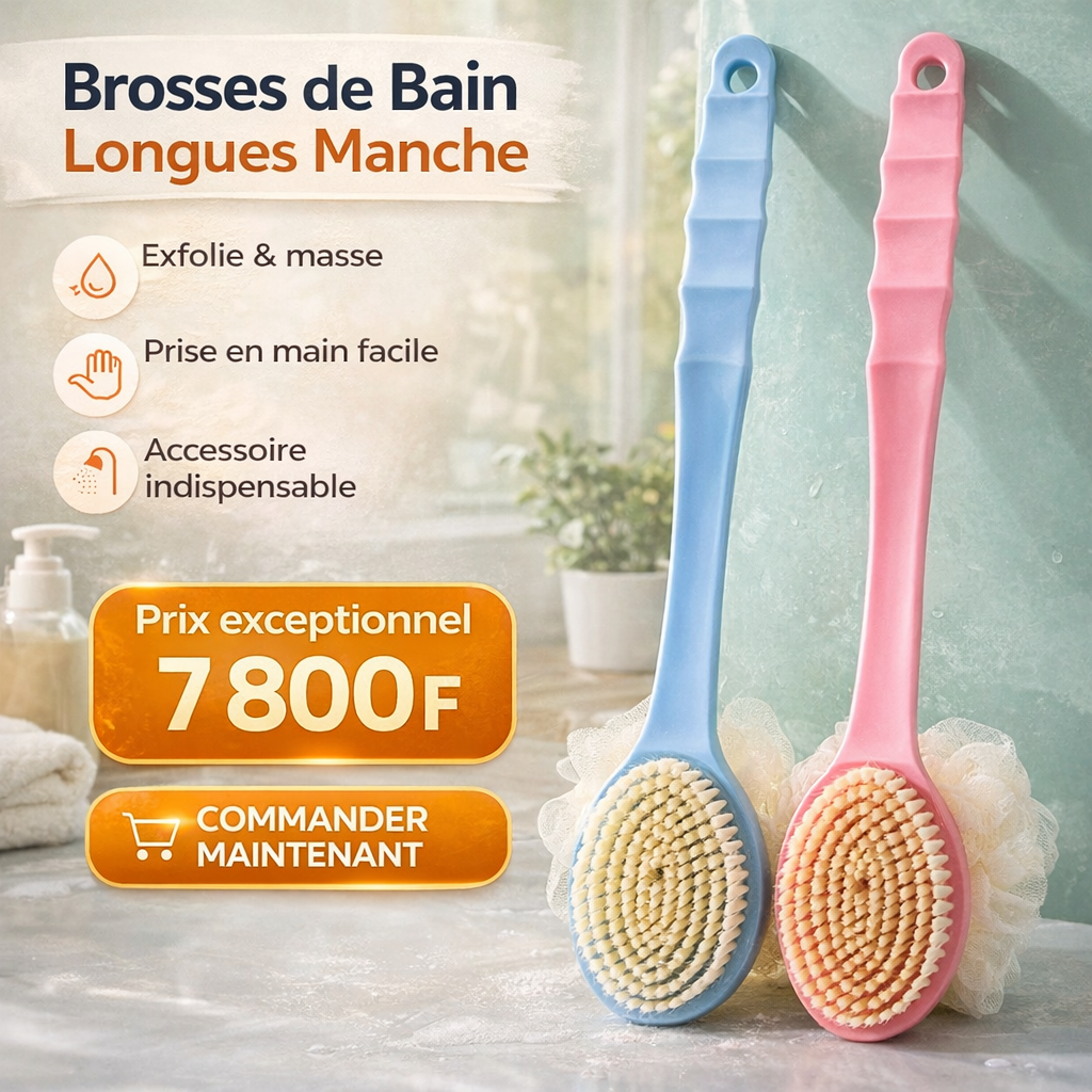Brosse de bain à long manche – Pour dos et corps