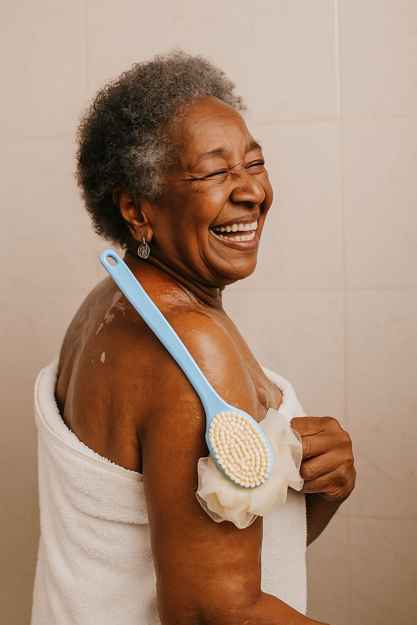 Brosse de bain à long manche – Pour dos et corps