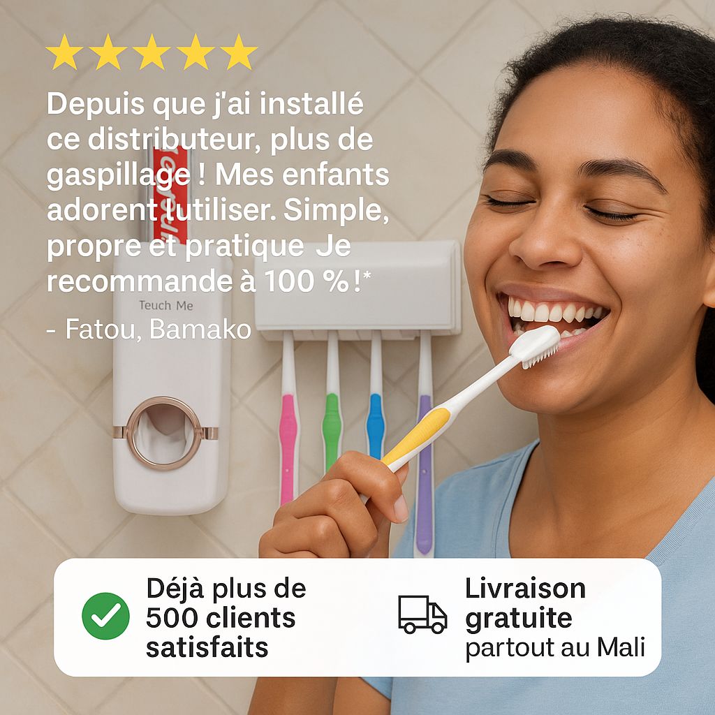 Distributeur de dentifrice + support mural pour brosses à dents.