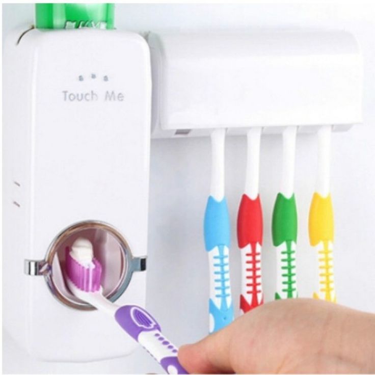 Distributeur de dentifrice + support mural pour brosses à dents.